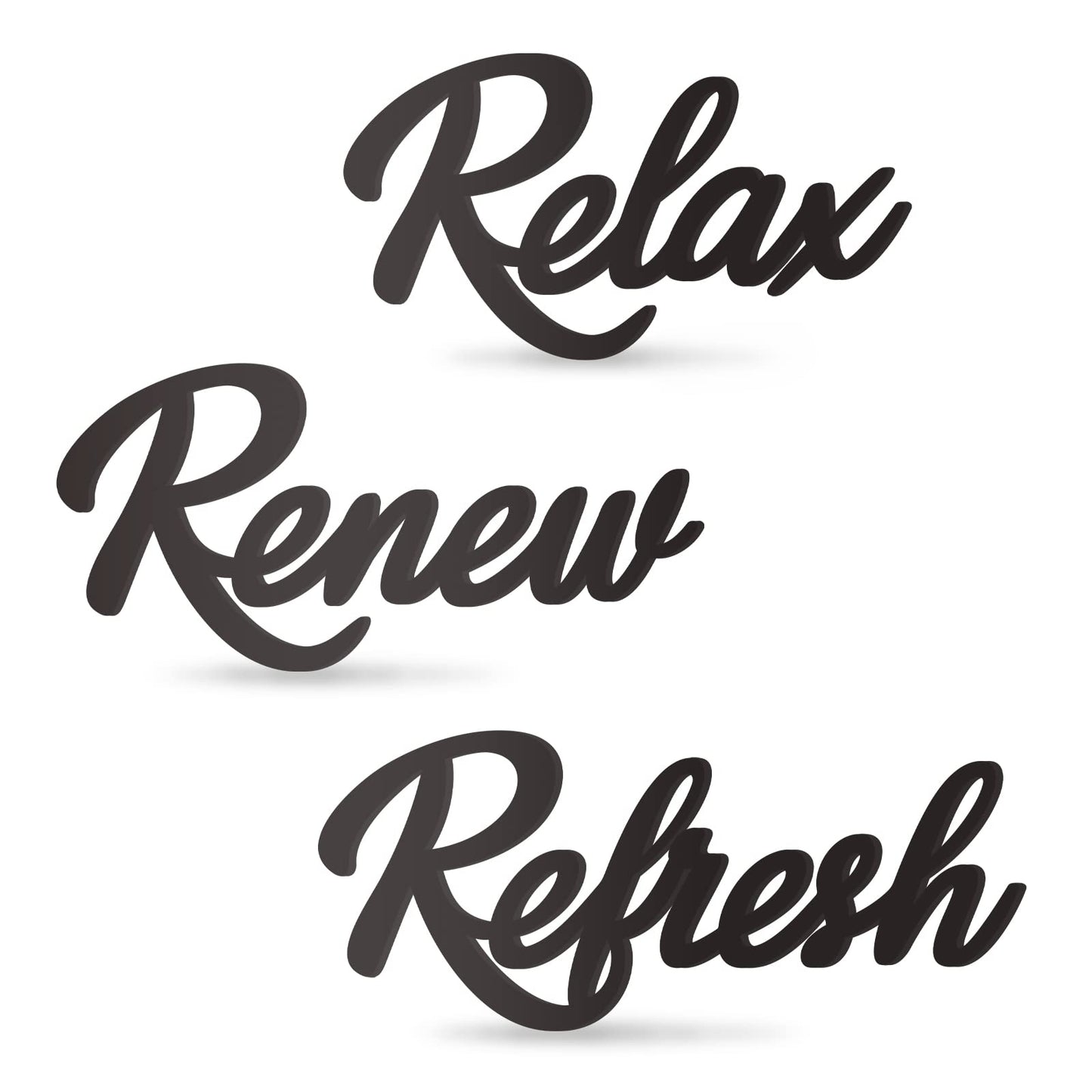 KOYILTD 3 Pieces Bathroom Decor Wooden Bathroom Sign Relax Renew Refresh Sign (black)