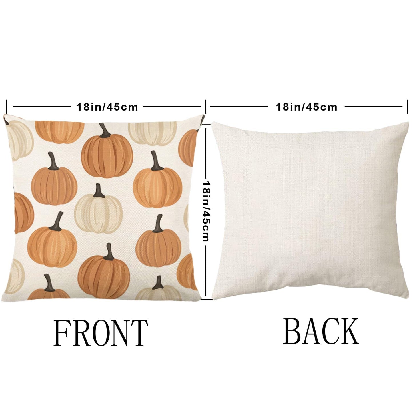 AMZDOTD Fall Pillow Covers 18x18 Inch Set of 2 Autumn Orange Pumpkins Throw Pillow Cover Decorative Pillow Case Couch Cushion Case for Chair Sofa Bedroom Living Room Fall Home Decor