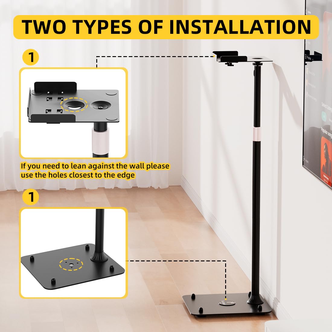 Universal Speaker Stand Pair for Surround Sound, Adjustable with Cable Management, Studio Monitor Stands 25° Tilt Angle, All-Metal Heavy Duty Holds up to 88 lbs, Bookshelf Speaker Stands