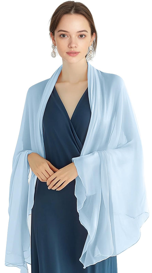 P Pothuiny Women Chiffon Sheer Shawl Wraps for Evening Dresses, 79"x24" Lightweight Soft Chiffon Scarfs Wedding Party Bridal