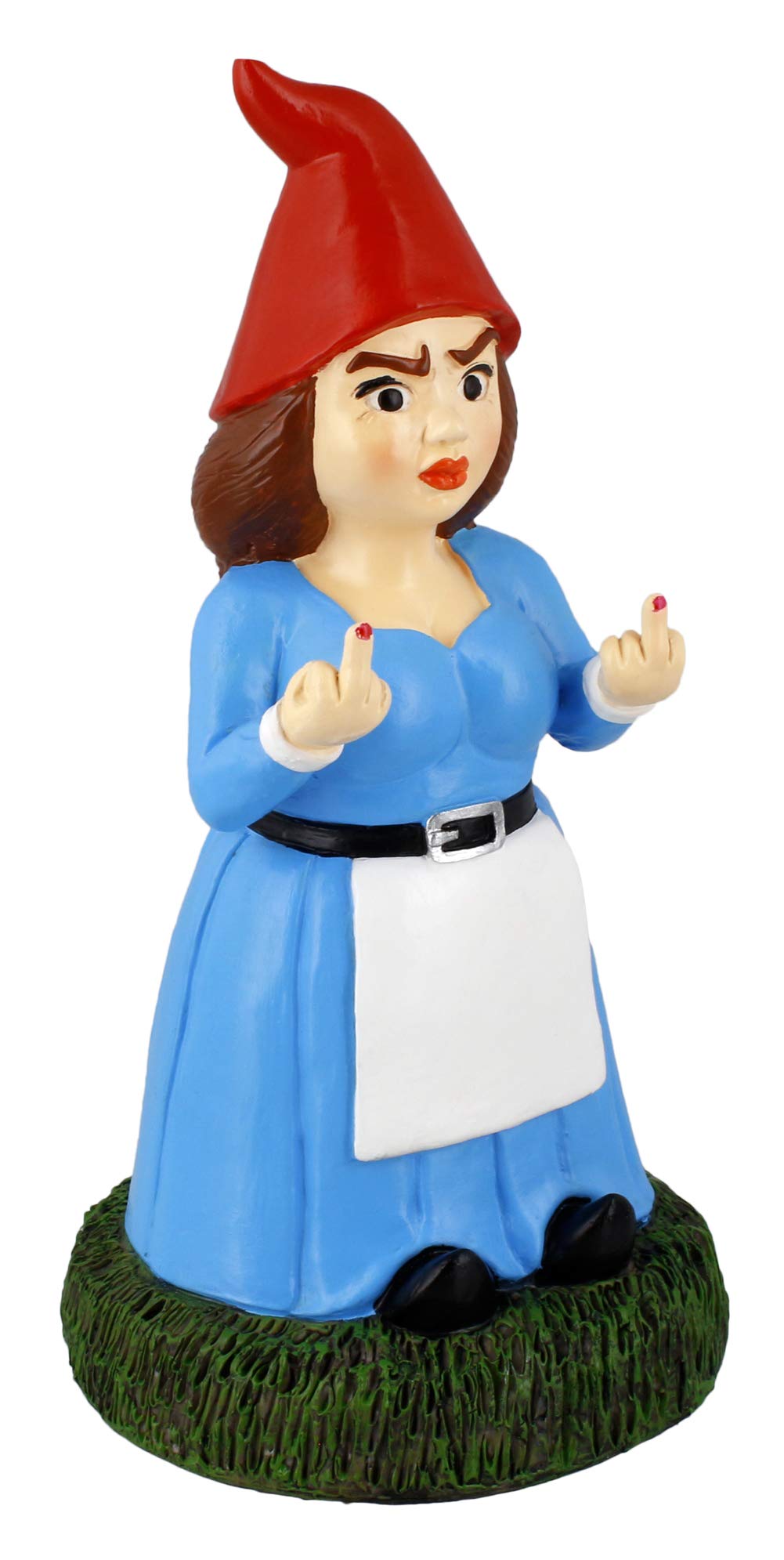 Gnometastic Middle Finger Gnome, Lady Double Bird Female Garden Statue, 8.45in, Funny Decorations for Yard and Outdoor Lawn Ornament, Naughty Gnomes for Home Decor