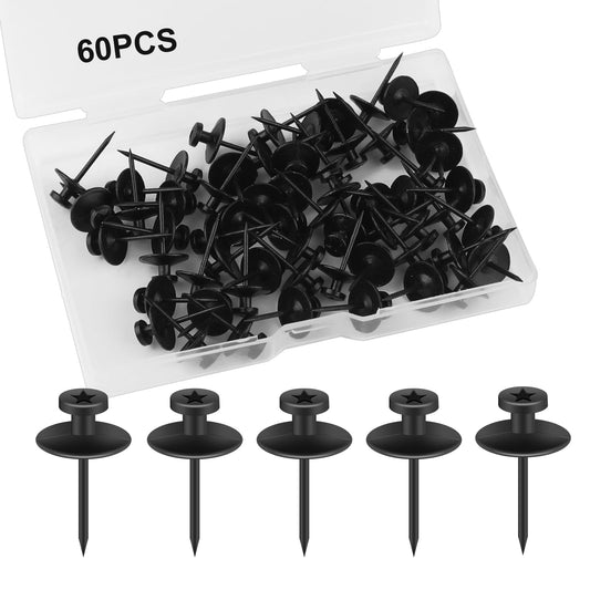 60Pcs Double Headed Picture Hanging Nails,Thumb Tacks for Wall,Small Head Hanging Nails Push Pins, for Drywall Cork Board Home Office Photo Decorations(Black)