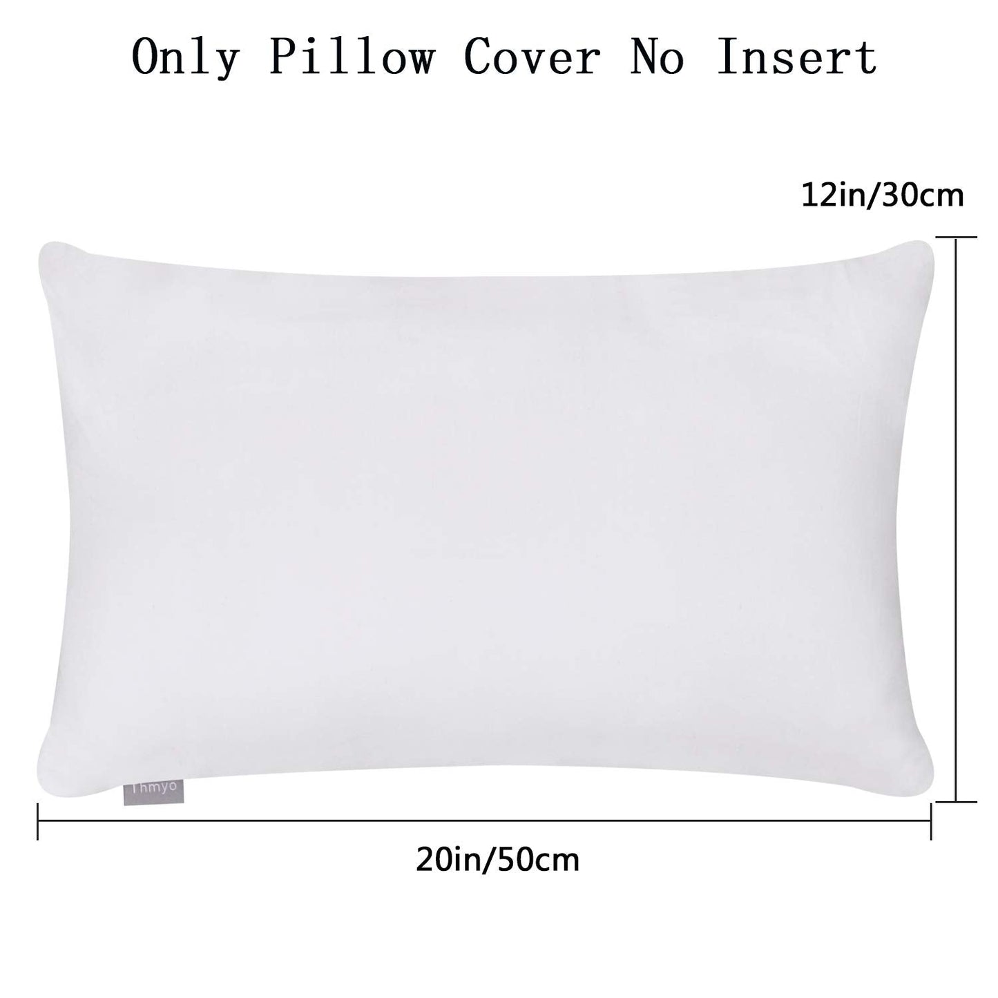 Thmyo 4-Pack 100% Cotton Lumbar Comfortable Solid Decorative Throw Pillow Case Rectangle Cushion Cover DIY Pillowcases for Sofa Bed(Only Covers,Not Pillows)(12x20inch/30x50cm,White)
