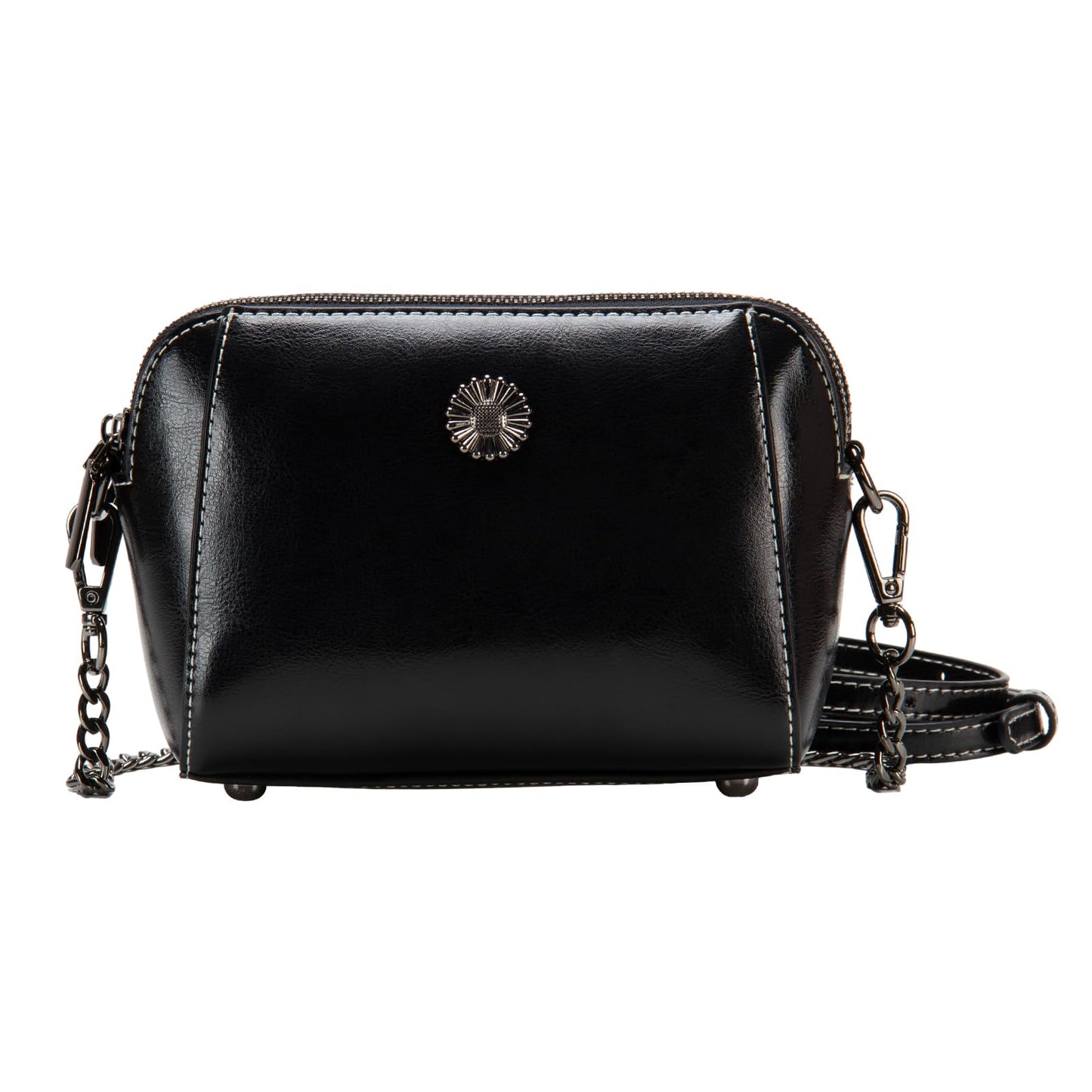 Designer Leather Small Crossbody Bags Purses for Women Cell Phone Bag Soft Women's Shoulder Handbags Gifts for Women (H-Black)