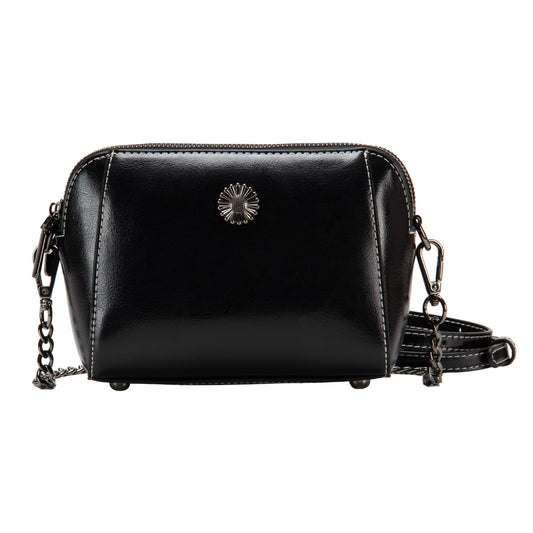 Designer Leather Small Crossbody Bags Purses for Women Cell Phone Bag Soft Women's Shoulder Handbags Gifts for Women (H-Black)