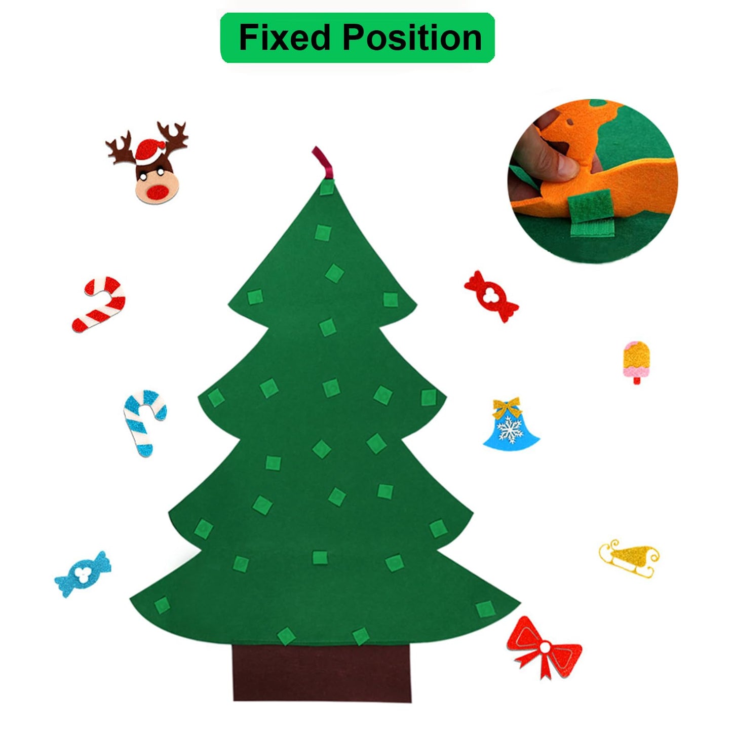 OurWarm DIY Felt Christmas Tree for Kids, 3ft Christmas Tree with 30pcs Glitter Ornaments for Kids Xmas Gifts Christmas Door Wall Hanging Decorations
