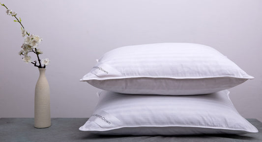 ArcticNorthDown Goose Down Feather Hotel Collection Bed Pillows for Sleeping Pair Standard Pillows for Back, Stomach or Side Sleepers Stripe White Color Set of 2 Pillows