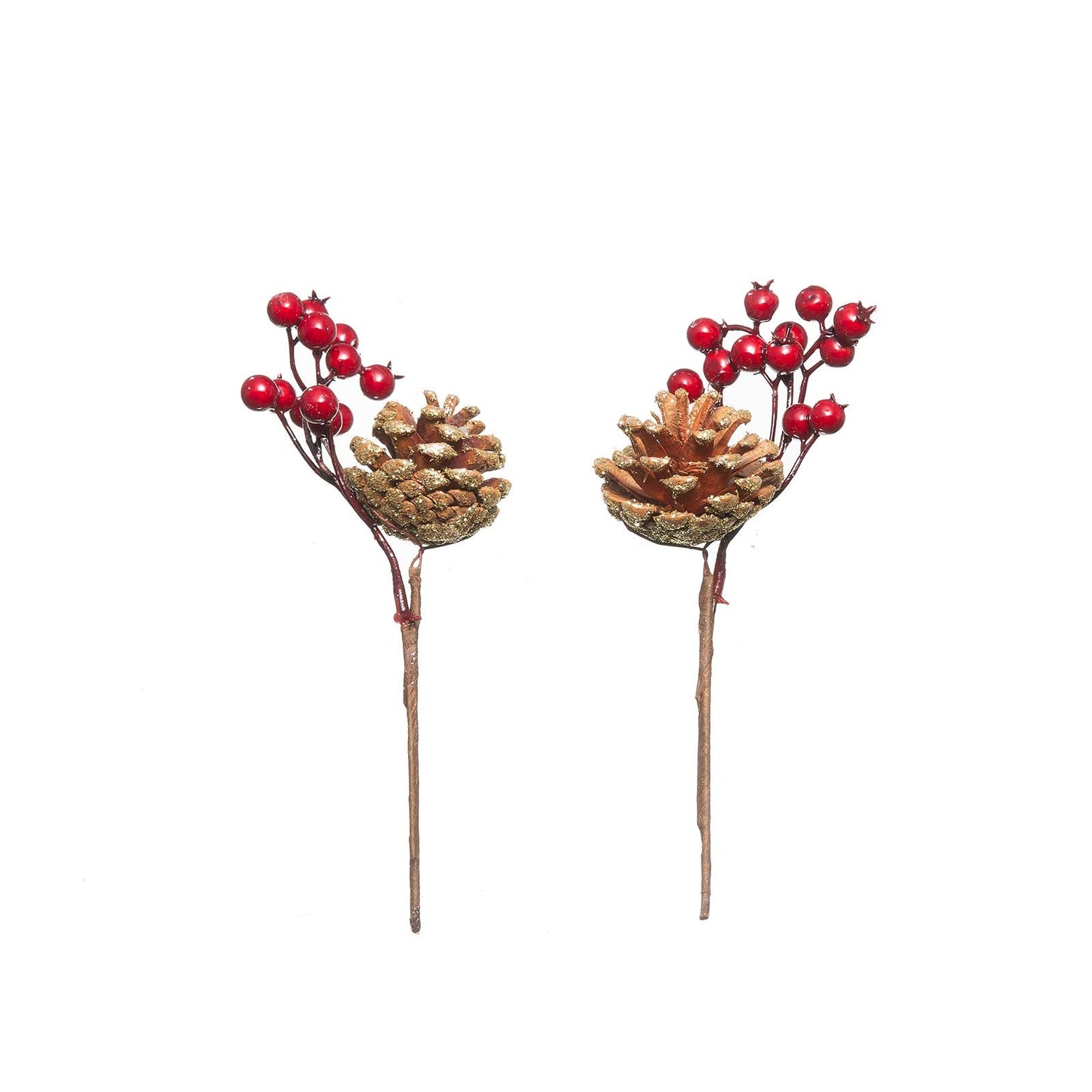 Crafare 20 Pack Artificial Christmas Tree Picks Assorted Red Berry Pine Picks Spray with Pinecones Apples Holly Leaves Winter Holiday Season Déco