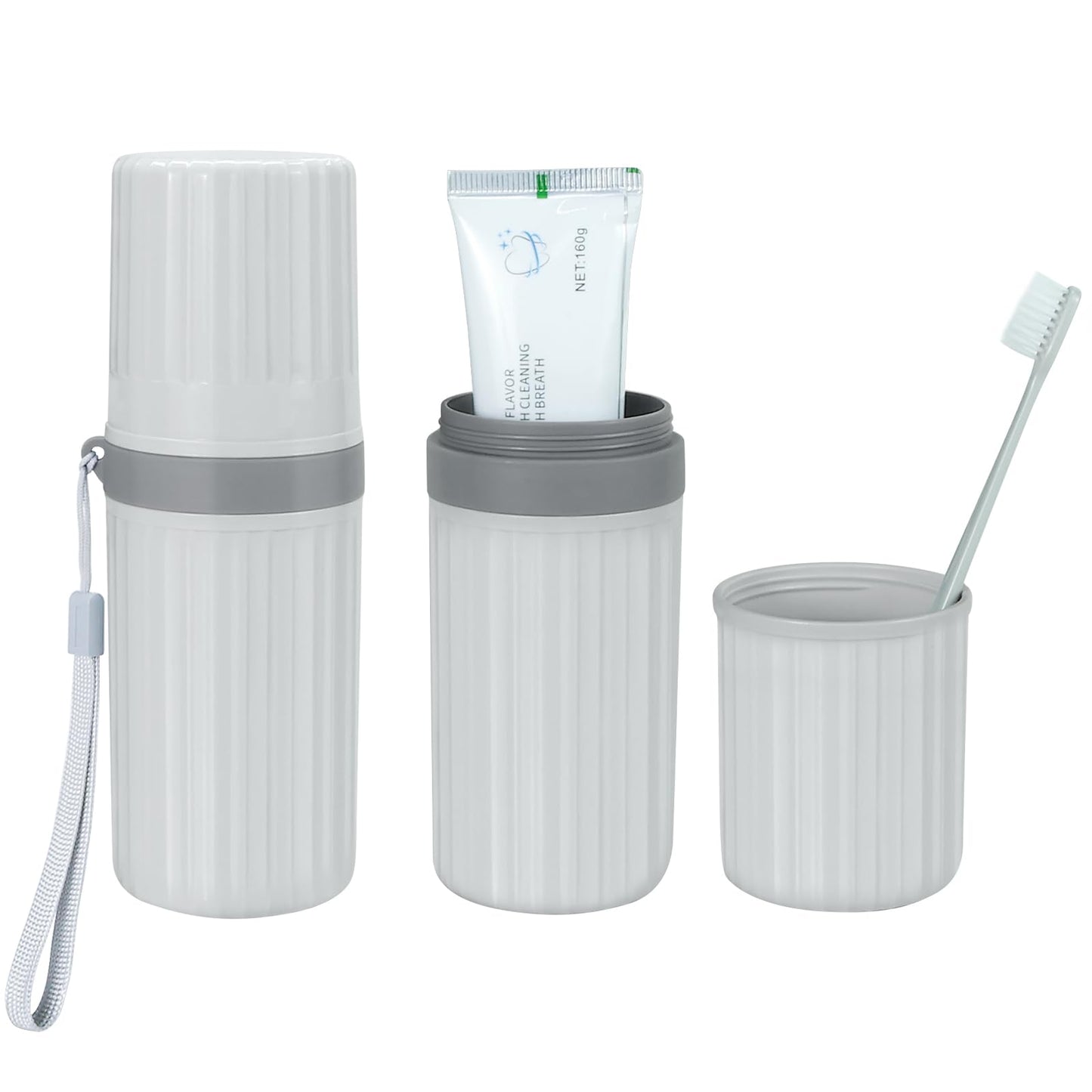 Mulbozy Travel Toothbrush Holder, Large Travel Toothbrush Cup Case, Portable Travel Toothbrush Toothpaste Makeup Storage for Business Trip Camping School - Pink