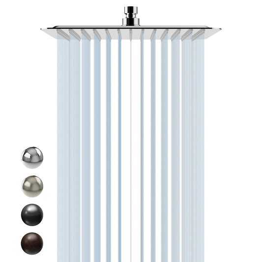 SR SUN RISE Luxury 12 Inch Large Square Stainless Steel Shower Head High Pressure Rainfall Showerhead Ultra Thin Water Saving Polished Chrome