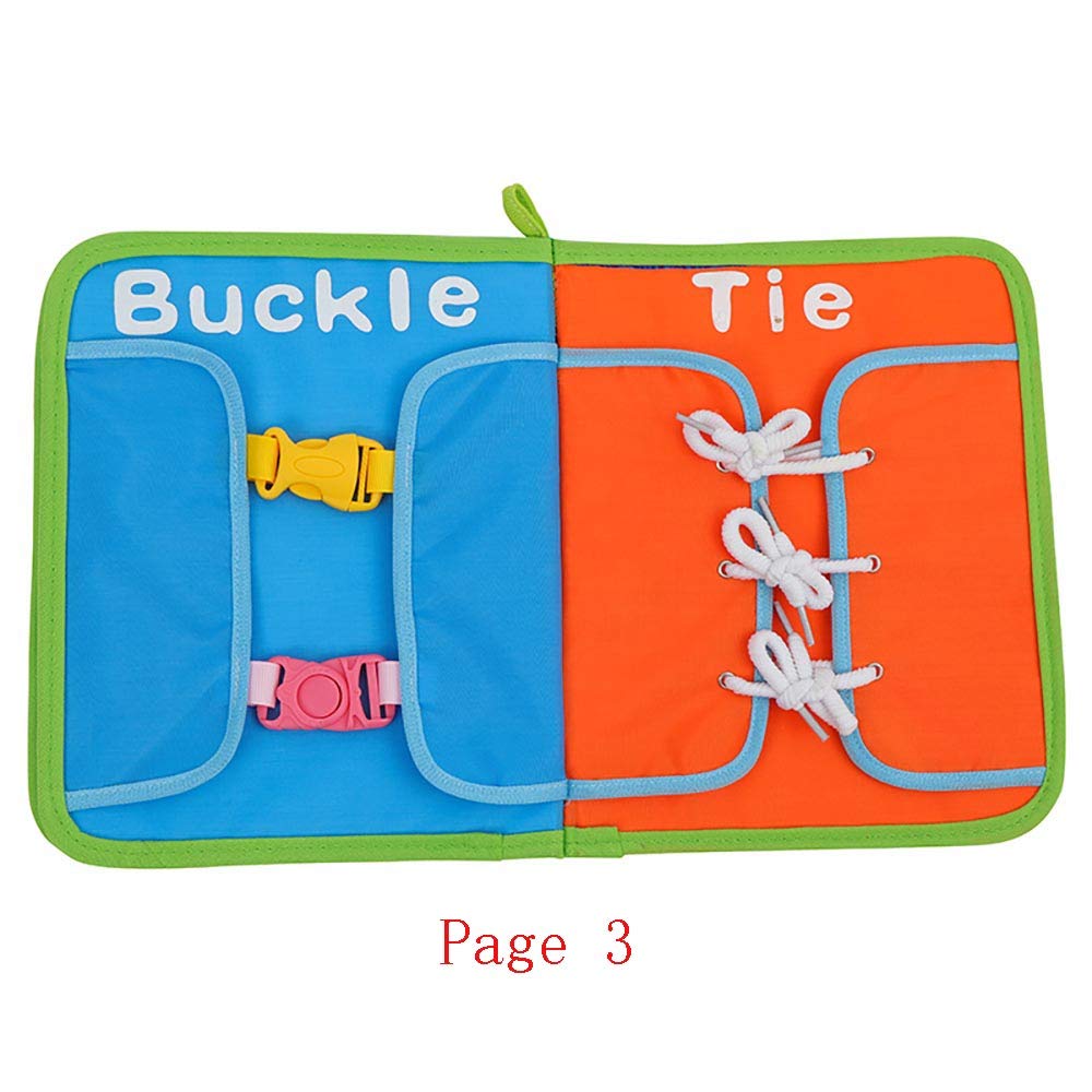 Kghios Montessori Toys Materials for Toddlers BusyBoard,Busy Board Learn to Dress Board Early Learning Basic Life Skills - Zip, Snap, Button, Buckle, Lace & Tie Educational Tools Preschool Learning