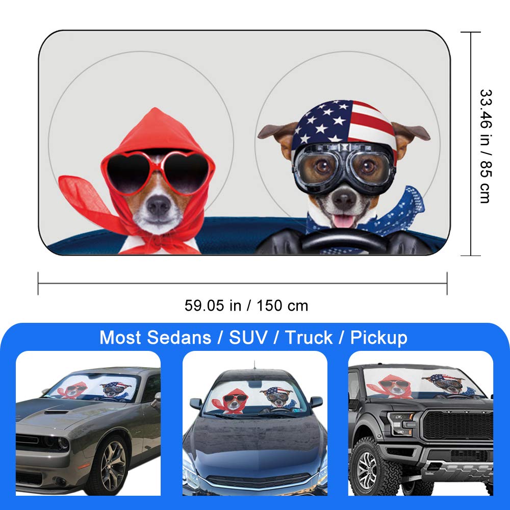 Car Sun Shade for Windshield Cute, Car Front Window Shades Funny Windshield Sun Shade Cover Foldable Cartoon Cool Sun Visor Shield for Most Sedans SUV Truck Pickup Protect Your Vehicle from UV Heat