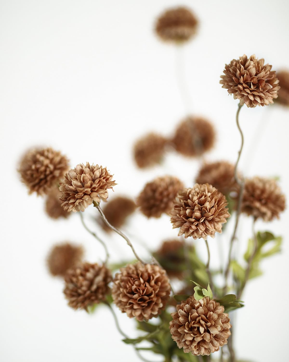 DuHouse 6pcs Artificial Flowers Faux Silk Pompon Mum,Silk Small Mini Chrysanthemum Ball with Stems for DIY Bouquets Centerpieces Vase Home Table Kitchen Decoration(Coffee)