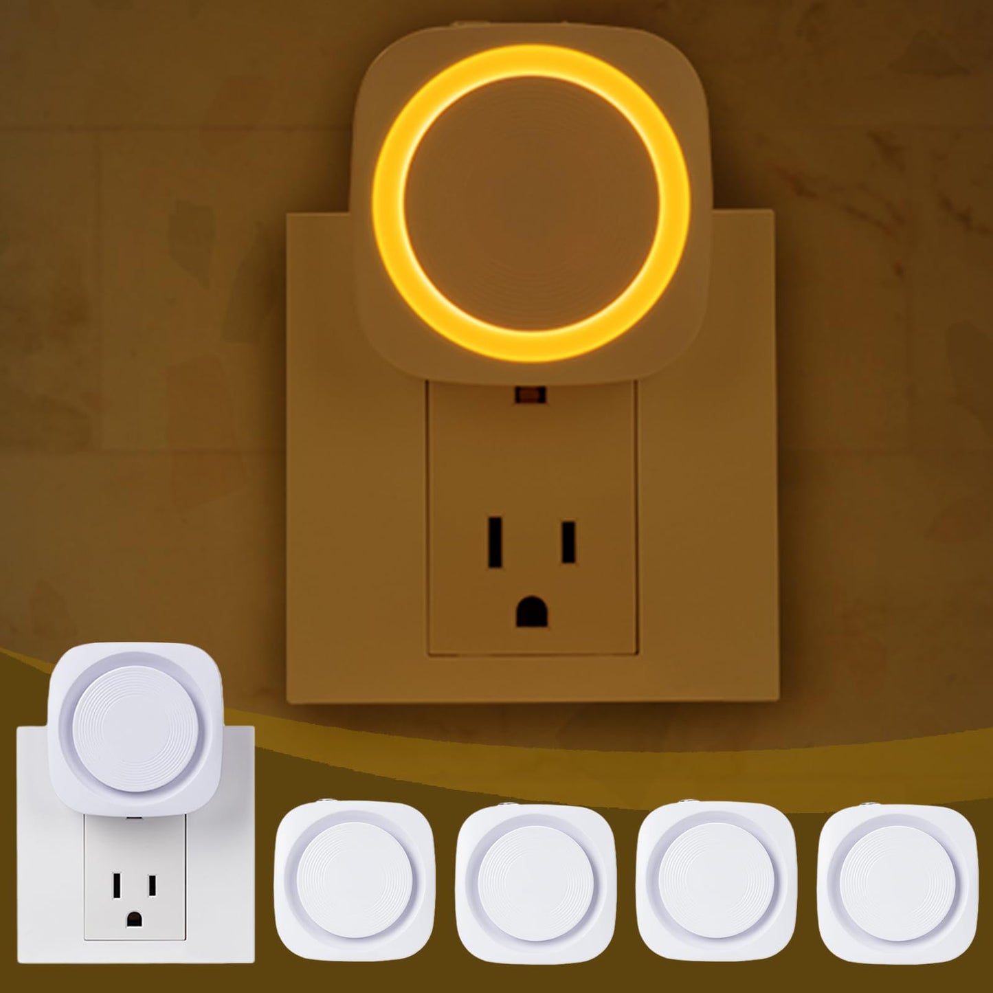 White Night Lights Plug in to Wall,4 Packs Dimmable Night Light with Auto Dusk to Dawn Sensor,Soft Glow Night Light for Bathroom, Bedroom,Hallway, Stairs, Kitchen,White