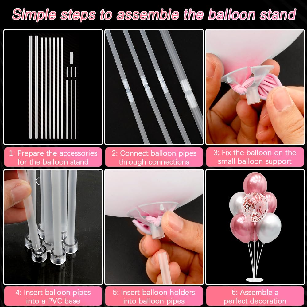 Balloon Stand kit 4 Sets 10 Pcs Balloon Arch Kit Balloons Sticks with Base Balloons Tape Balloon Arch Stands for Table Floor Party Baby Shower Decorations Table Centerpiece Decor Wedding Birthday