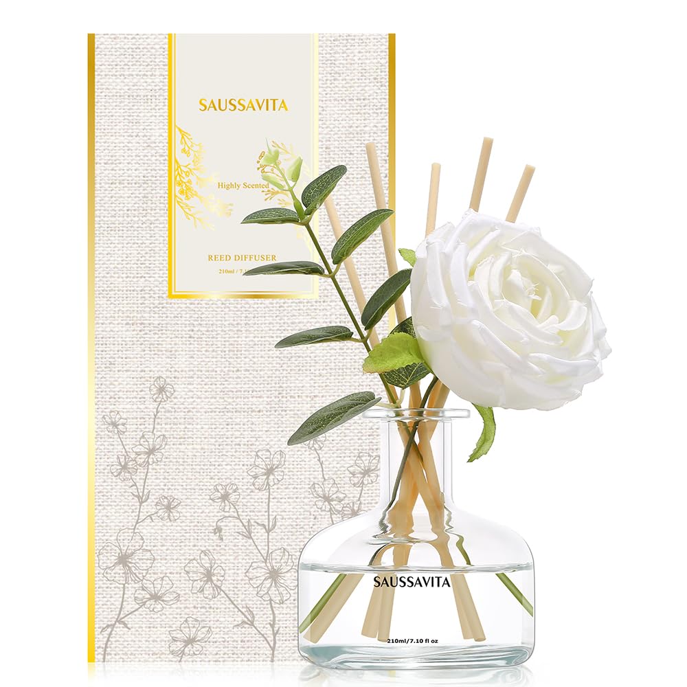 Reed Diffusers Set, 7.10 oz Flower Scented Diffuser with 7 Sticks, Long Lasting Home Fragrance for 120 Days, Perfect for Bathroom, Shelf Decor, Air Fresheners