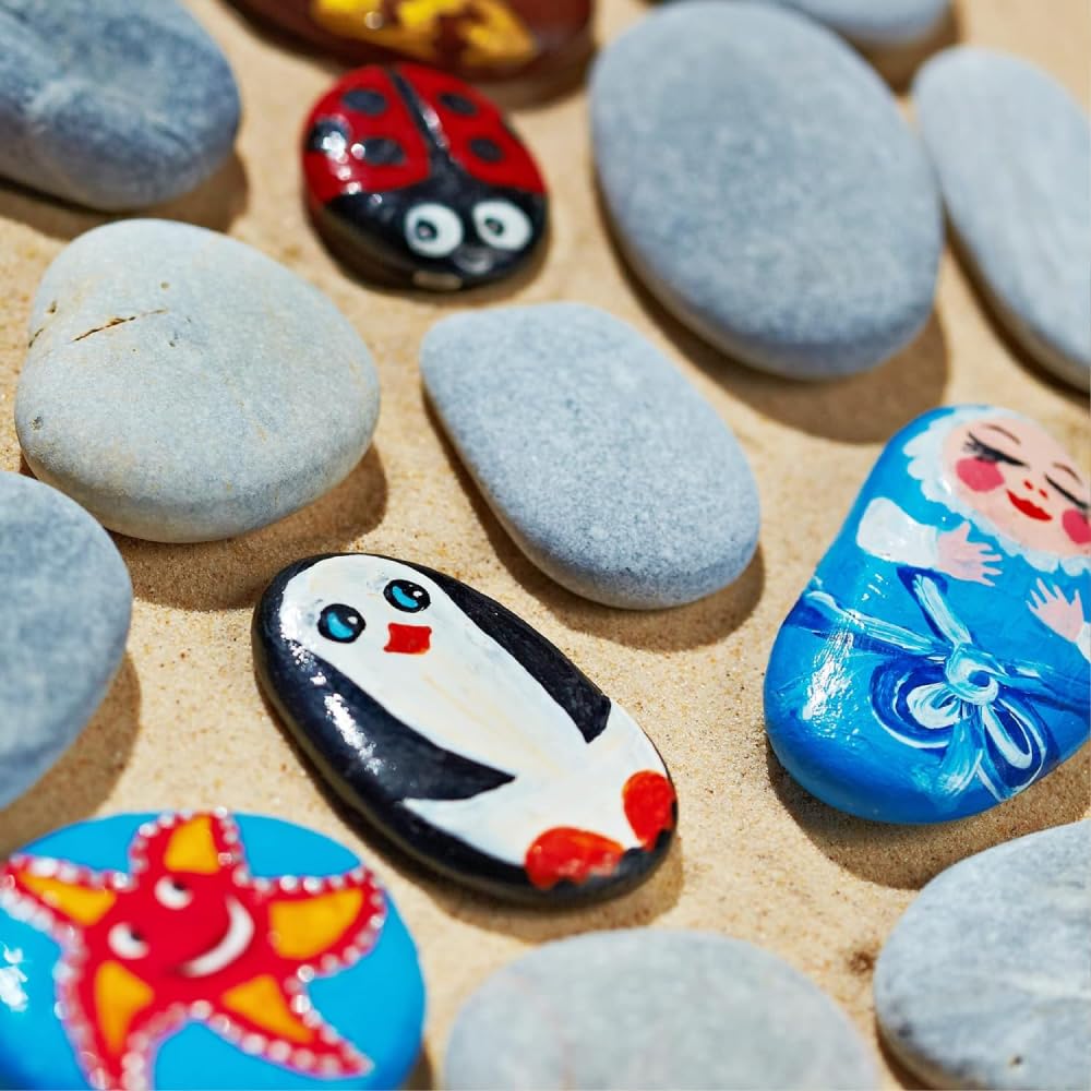 PGN 40 Large River Rocks for Painting - Stimulate Your Children’s Creativity with Our Painting Rocks for Kids - Flat and Smooth - Fun & Engaging Rock Painting with The Family - 2-4 Inches