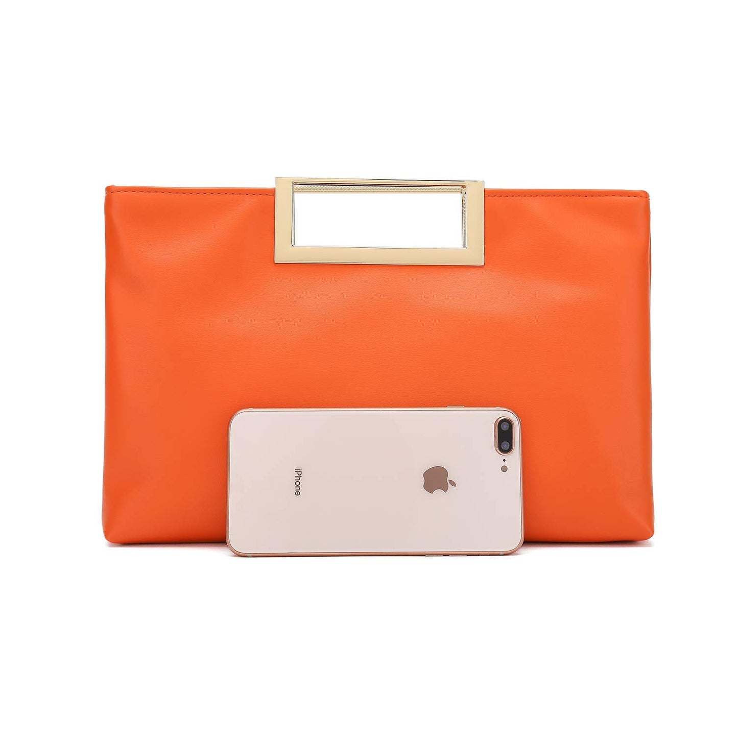 CHARMING TAILOR Fashion PU Leather Handbag Stylish Women Convertible Clutch Purse (Burnt Orange)