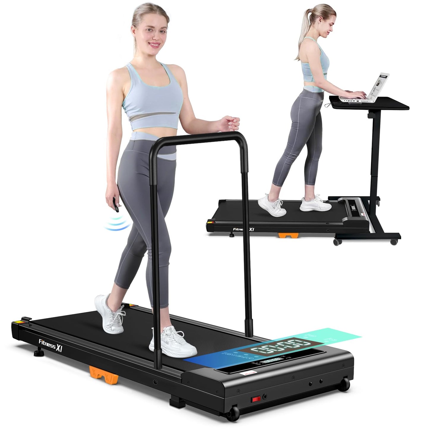 Walking Pad, Under Desk Treadmill for Home, Portable Treadmill 300 lbs Capacity (Black-Timeless)