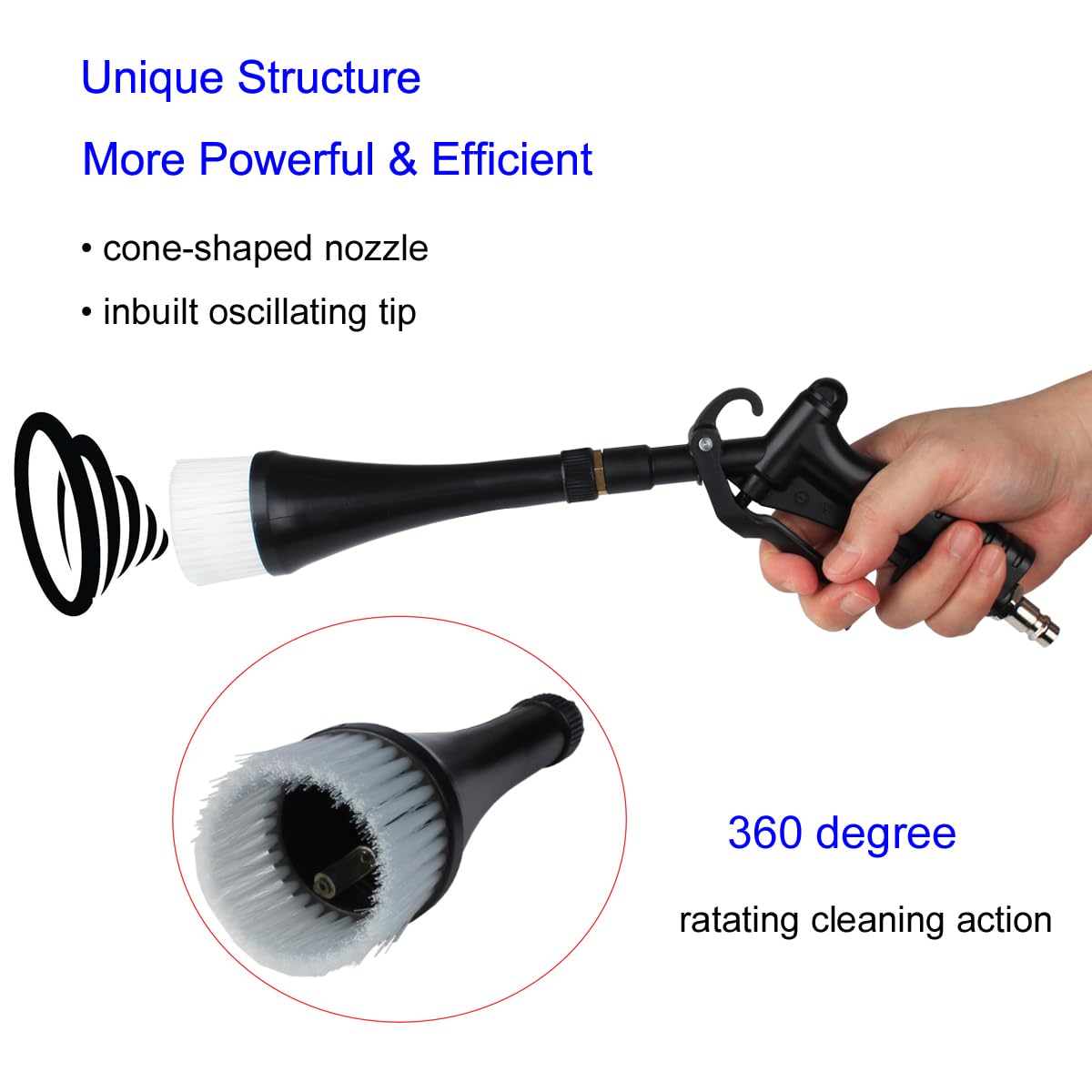 Air Blower Gun for Car Detailing Cleaning Tool with Tapered Nozzle, Tornado Blow Gun Car Clean Gun, Works with Air Compressor