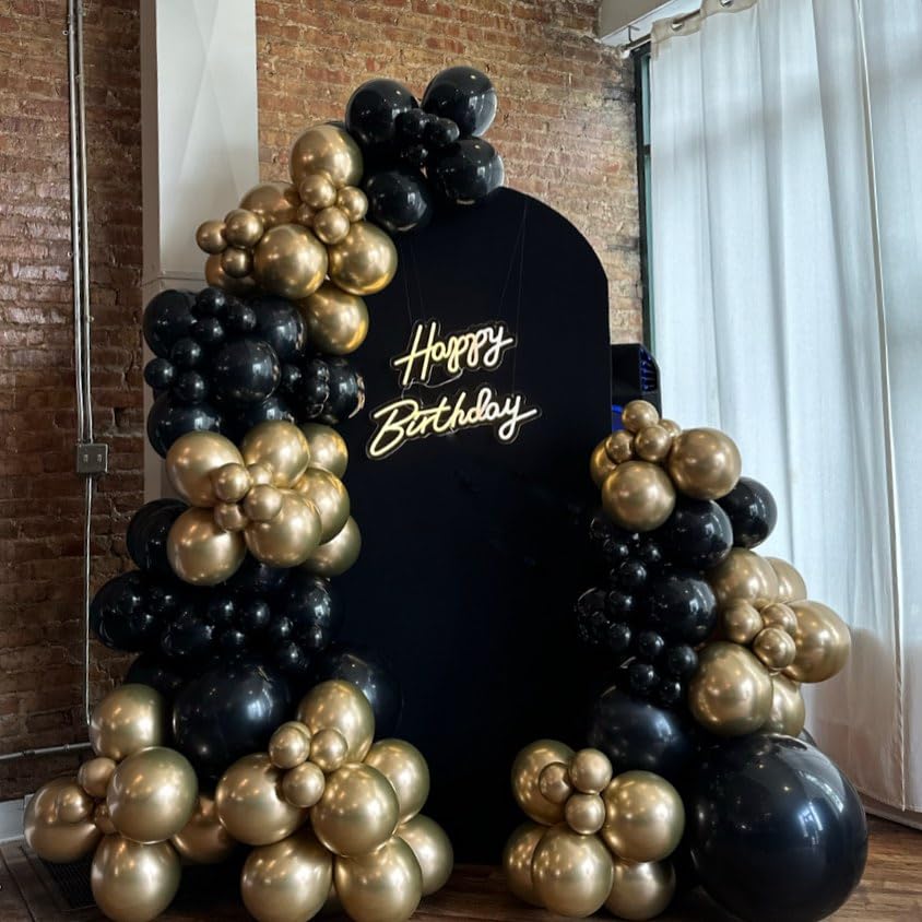 Black and Gold Balloons,75PCS Gold and Black Balloons,12in and 5in Black Gold Latex Party Balloons for Birthday, New Years, Wedding, Graduation Decorations