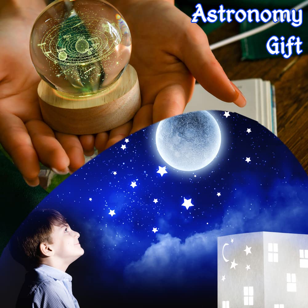 IFOLAINA 3D Solar System Crystal Ball 60mm Universe Gifts with Laser Engraved Model Astronomy Decor and Gift for Kids, Physics Enthusiasts, and Space Model Collectors