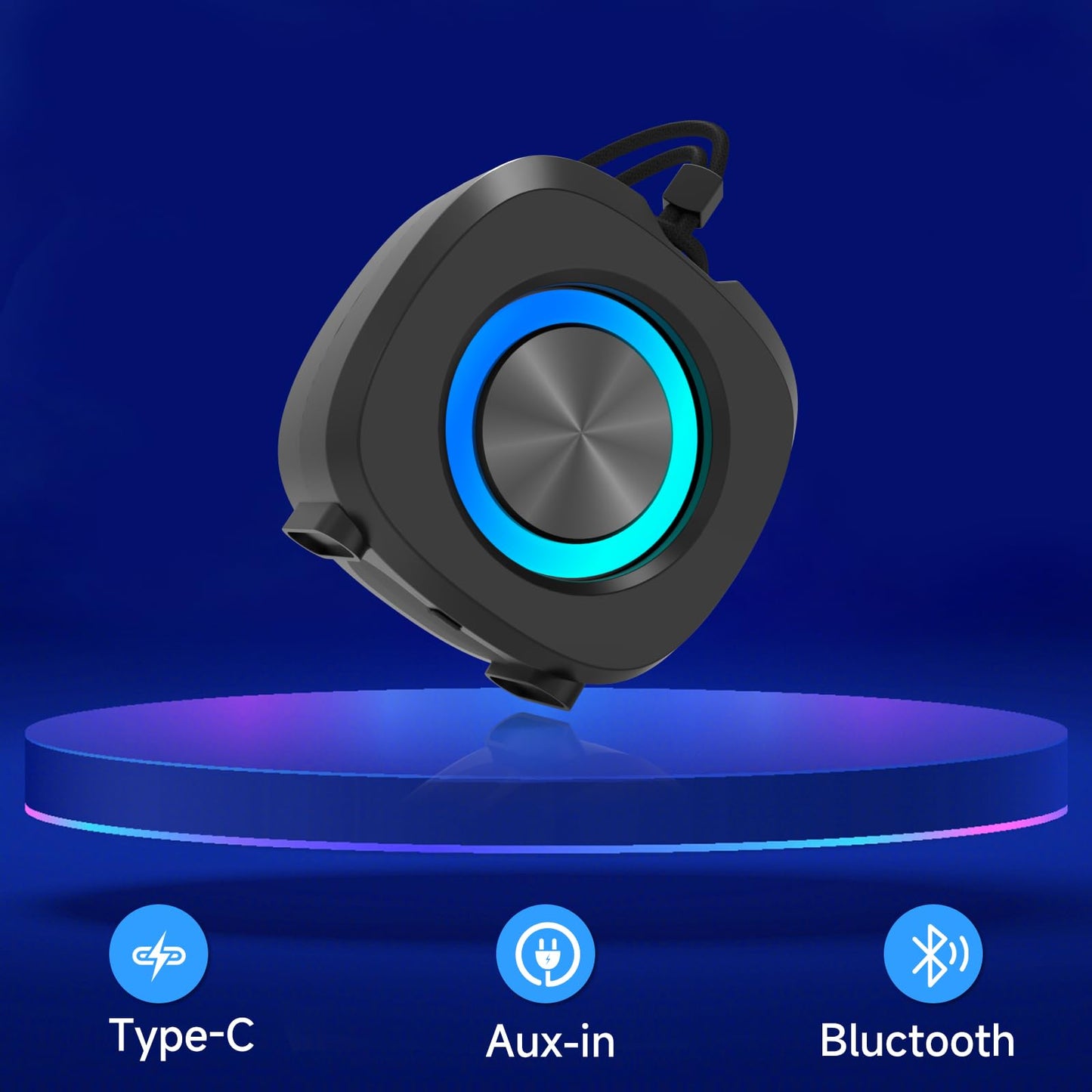 WUIUHOU Portable Bluetooth Speakers, RGB Lights TWS Speakers，Wireless IPX5 Waterproof Mini Speaker with Loud Stereo Sound,15 Hours Playtime, Rechargeable Battery, Black.