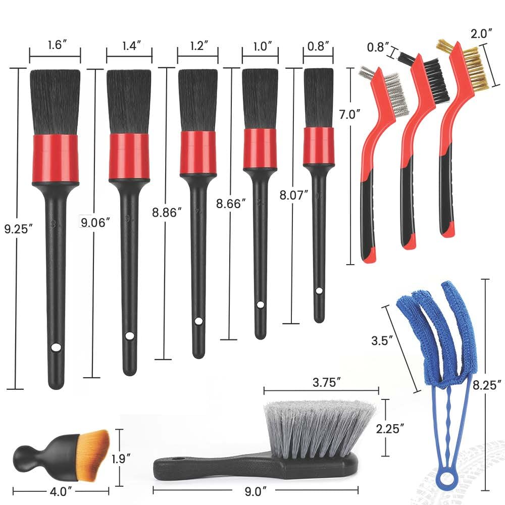 Aptleou Car Detailing Brush Set, 11Pcs Car Detailing Kit Includes Car Interior Detailing Brushes, Car Wheel & Tire Brush for Rim Cleaner, Car Cleaning Brush for Dust, Engine Brush, Air Vent Brush