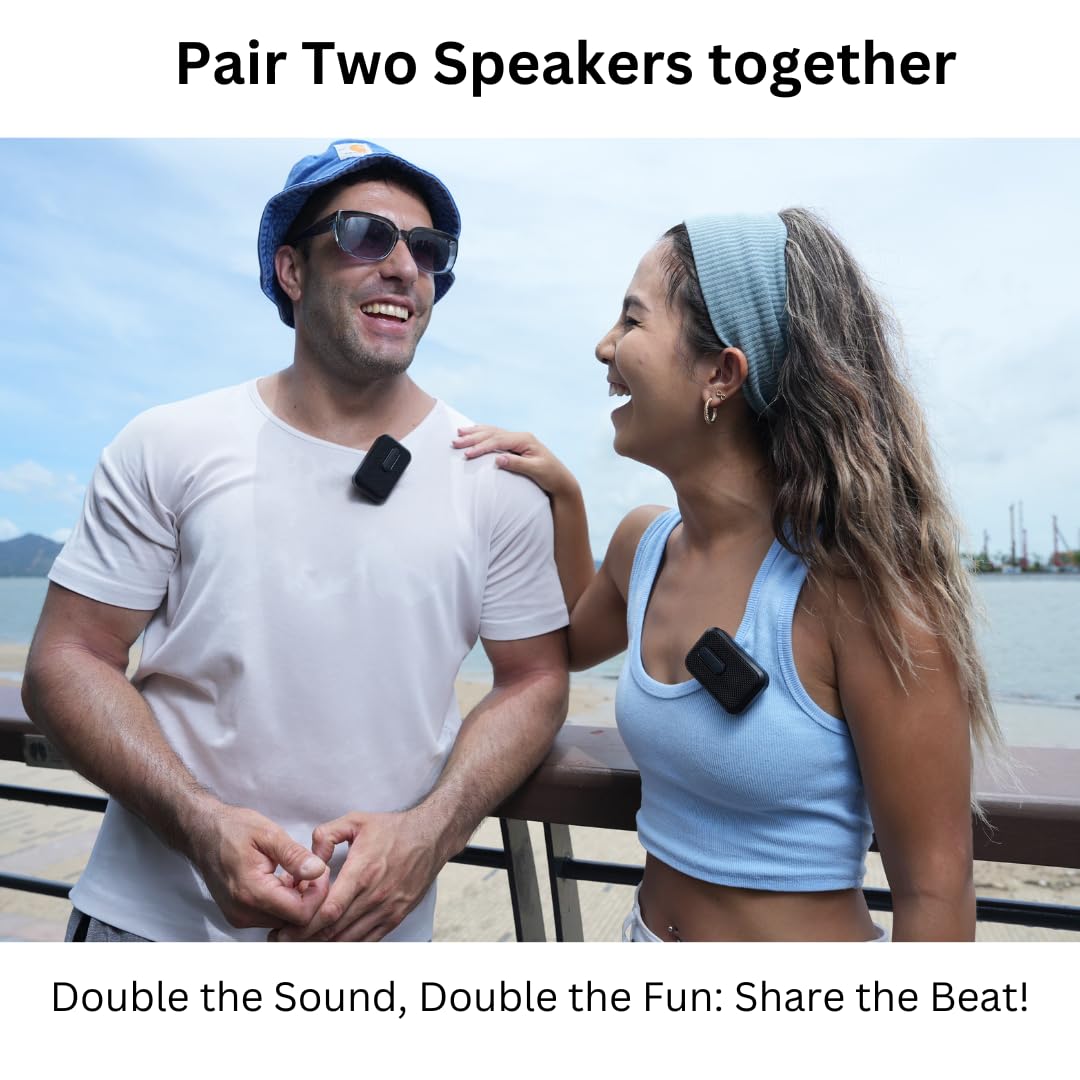 Super Real Wearable Bluetooth Speaker - Waterproof Wireless Portable Speaker - Built in Mic for Hands Free Calls - Mini Clip on Bike & Golf Speaker