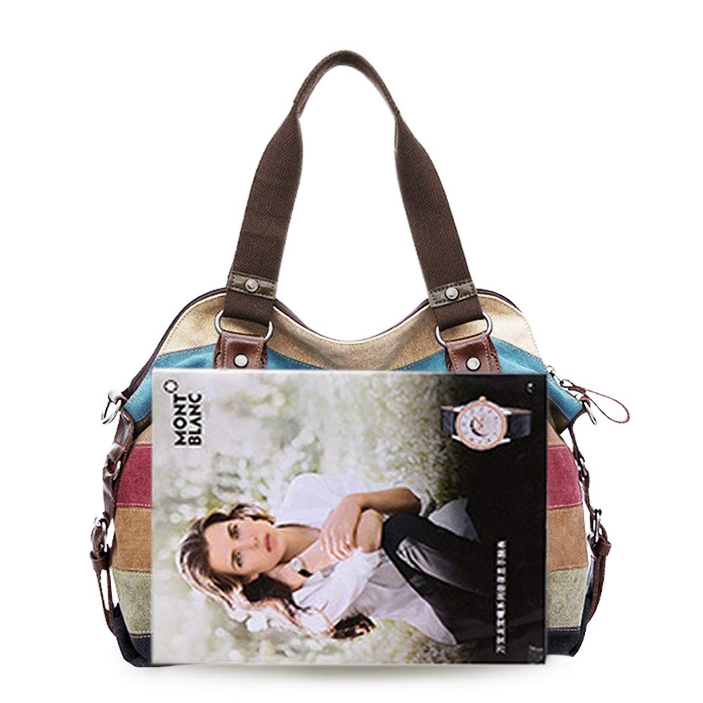 SNUG STAR Canvas Handbag Multi-Color Striped Lattice Cross Body Shoulder Purse Bag Tote-Handbag for Women (Multi Color D)