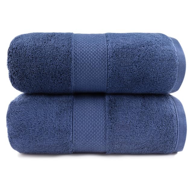 Maisonette Loft 100% Egyptian Cotton Turkish Bath Sheets - Soft, Absorbent Oversized Bathroom Towels - Ideal Quick Dry Extra Large Luxury Towel Set for Shower - (35" x 70", 2 Pack) - Navy