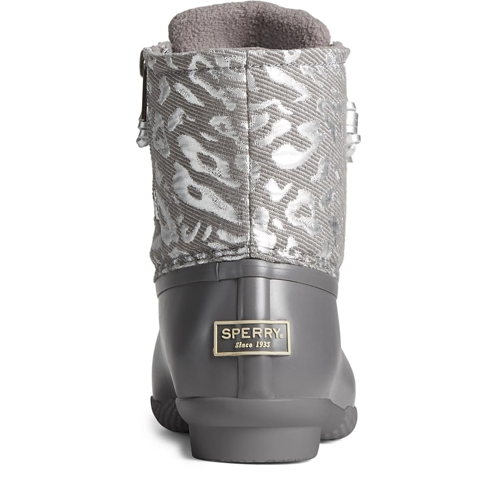 Sperry Ladies Footwear Women's Saltwater Seasonal Rain Boot, Silver Leopard, 5