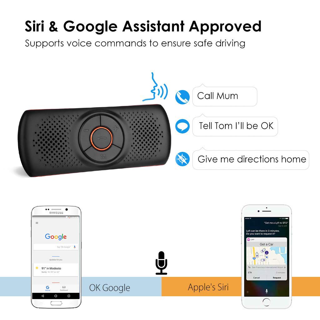 NETVIP Bluetooth Handsfree Speakerphone for Cell Phone, Wireless Car Kit Music Player Adapter with Back-Clip Portable Bluetooth Speaker for Home/Sport/Outdoor, Work with Siri/Google Assistant/TF Card