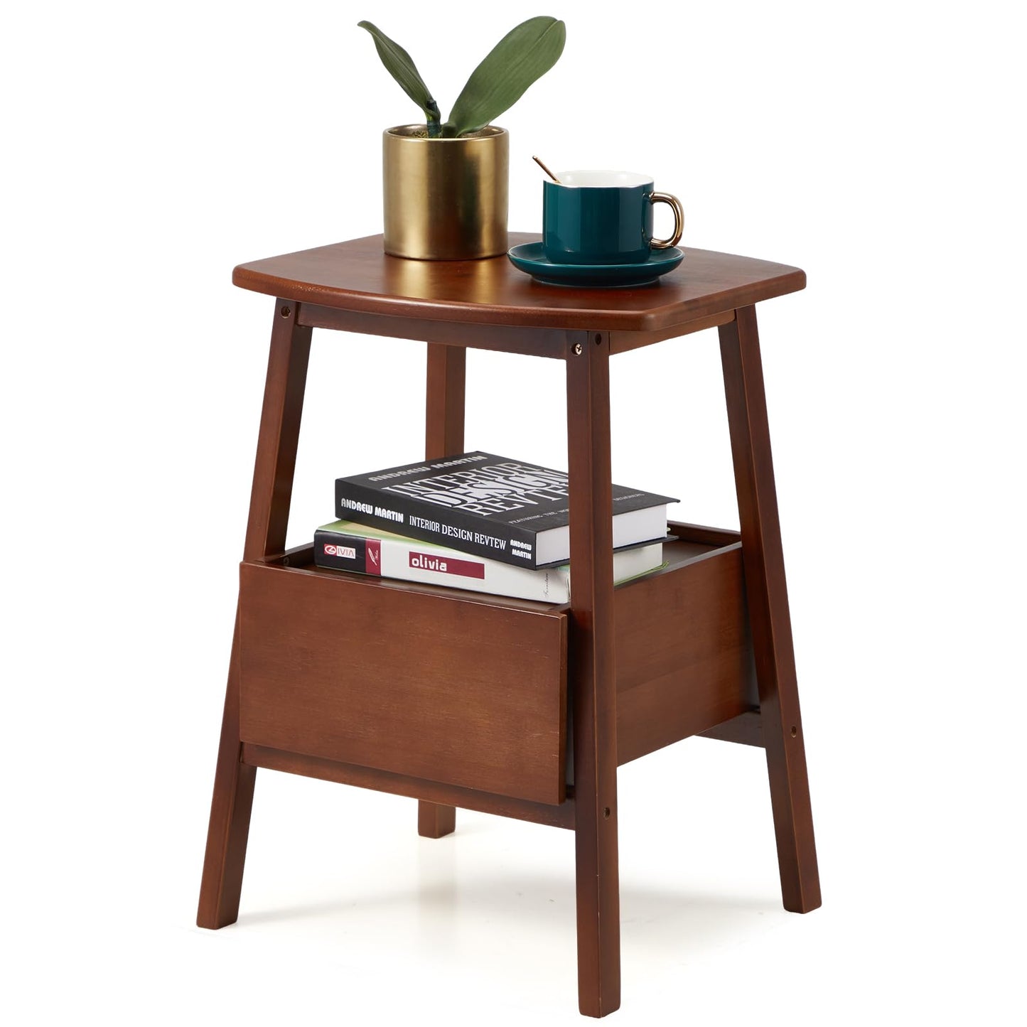 Danrelax Nightstand with Drawer and Storage Shelf, Small Bedside Table for Bedroom, Sturdy & Stylish Brown Bamboo Bed Side Table