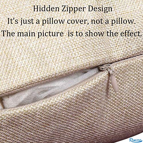 Ramirar Set of 2 Ink Painting Watercolor Yellow Sunflowers Blue Flowers Summer Decorative Throw Pillow Cover Case Home Living Room Bed Sofa Car Cotton Linen Square 18 x 18 Inches