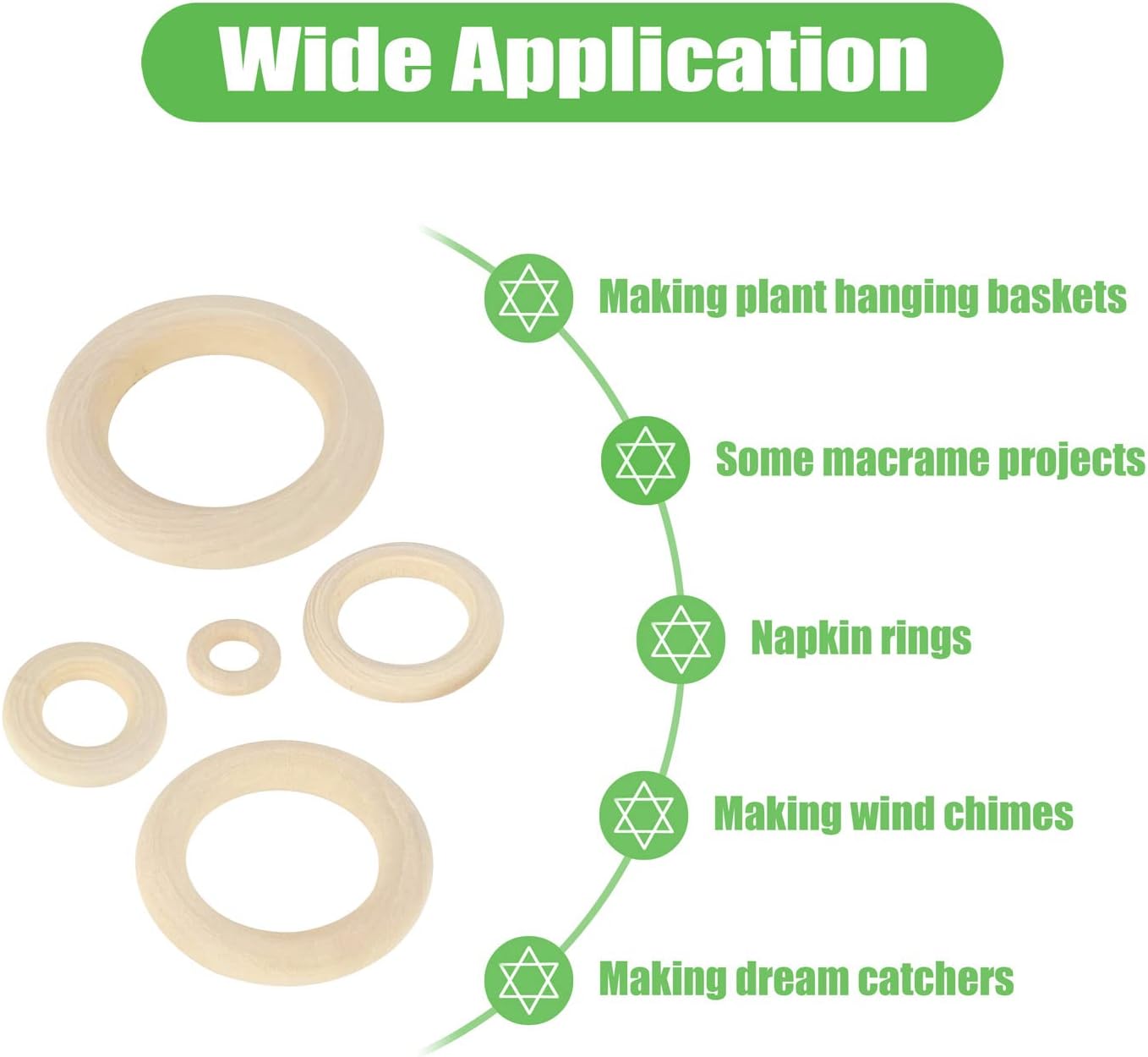 100 PCS Unfinished Natural Wooden Rings for Crafts, Wood Rings for DIY, Pendant Connectors, Jewelry Making, Macrame Supplies