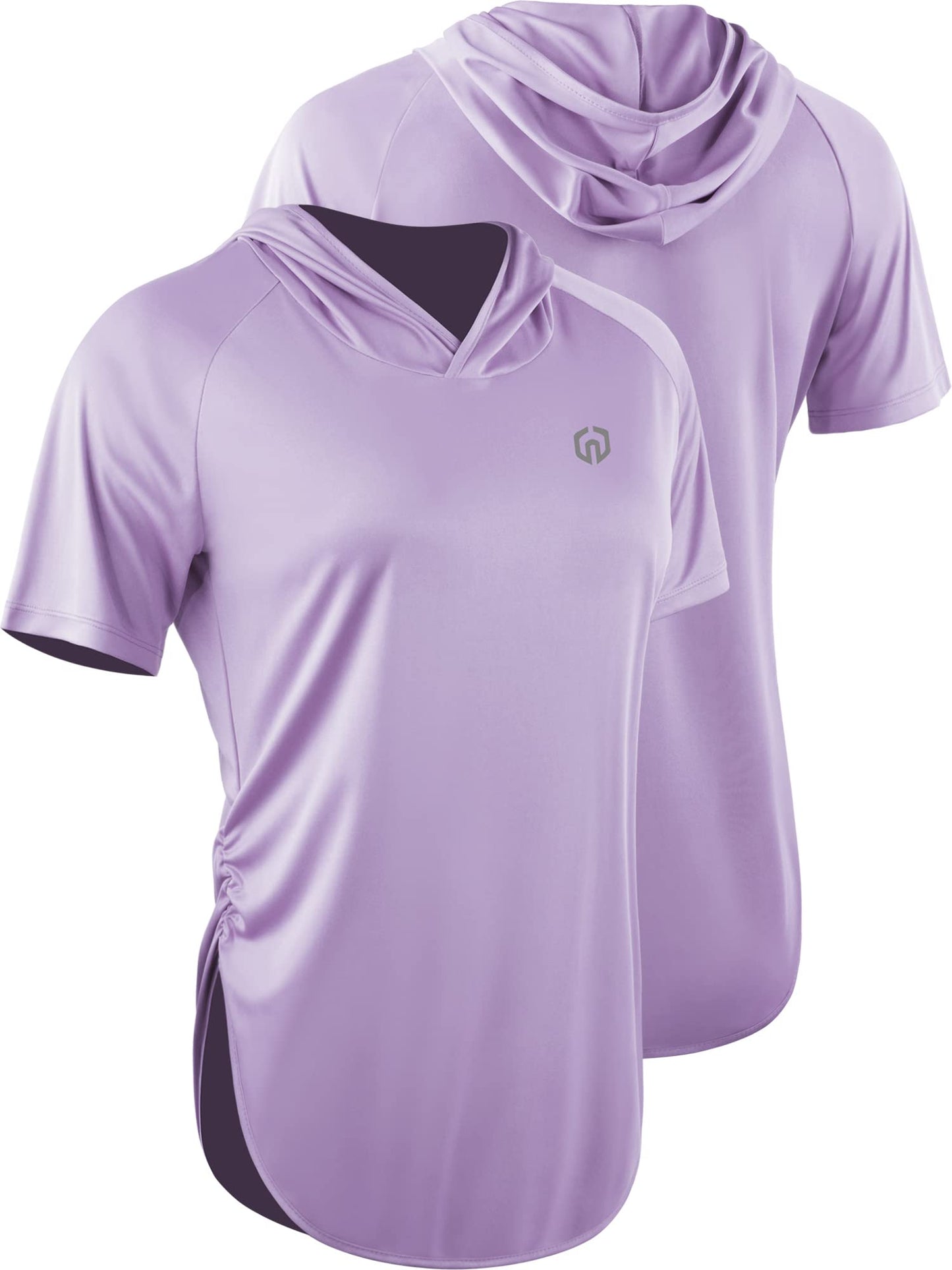 NELEUS Women's 3 Pack Running Shirt Sun Protection Workout Athletic Shirt with Hoods,8104,Pink/Grey/Purple,XL