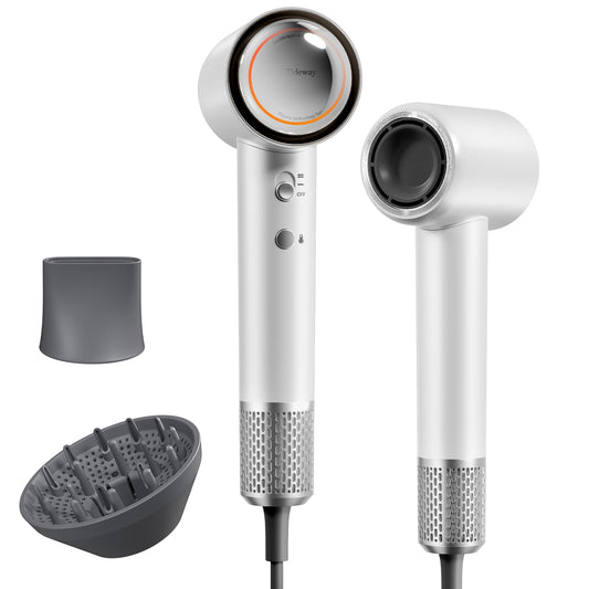 Tideway H11 Hair Dryer 110000 RPM Professional High-Speed, Rapid Drying Plasma Tech for Scalp Health, Lightweight Low Noise, Smart Temp Control,4 Temps Travel with Magnetic Nozzle&Diffuser (White)