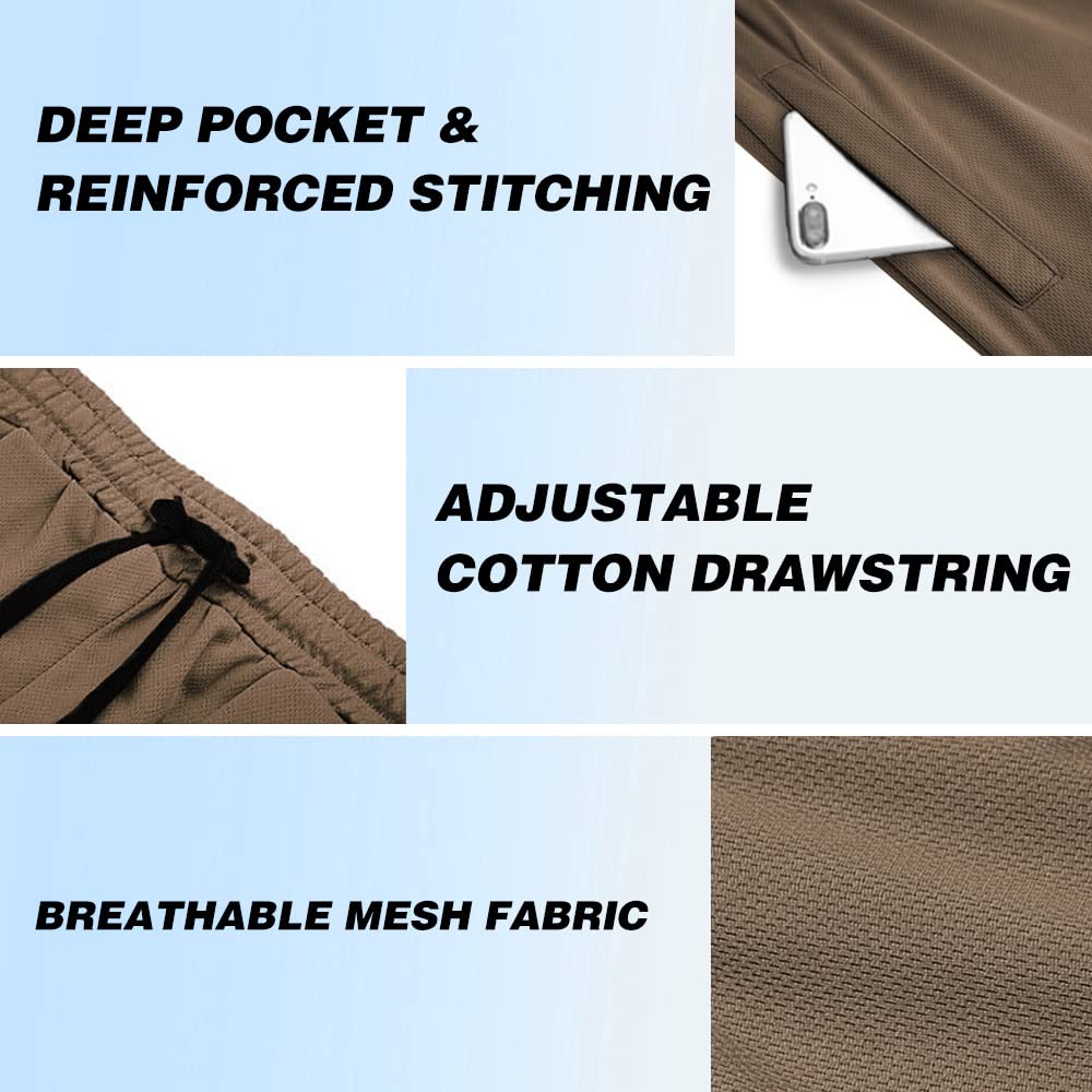 EVERWORTH Men's Workout Shorts Quick Dry Gym Shorts Bodybuilding Short Shorts, 4" Inseam Lightweight Mesh Yoga Running Shorts Grey US L