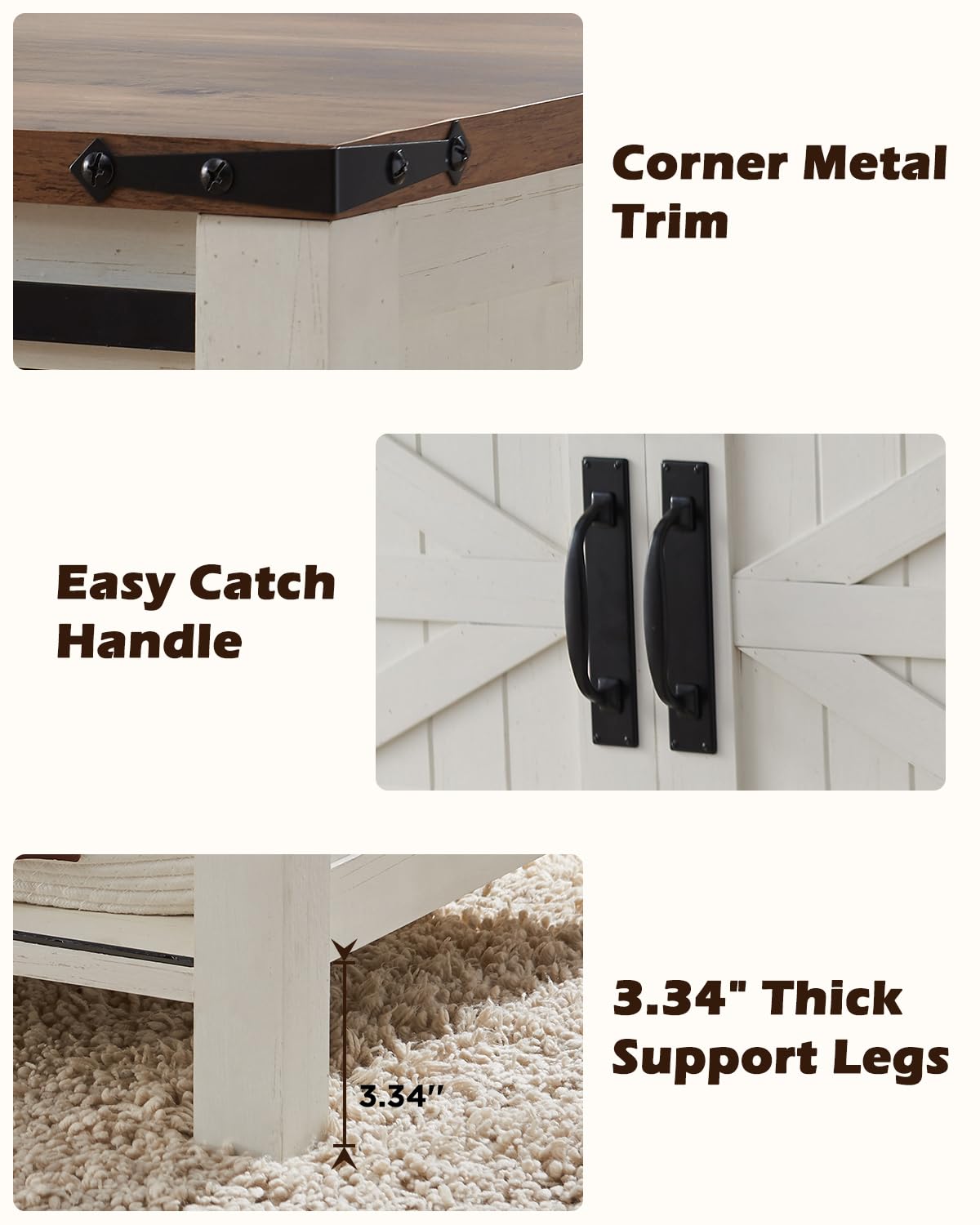 OKD 48" Farmhouse Lift Top Coffee Table with Sliding Barn Door,Rustic Center Table with Hidden Storage Compartment,Lifting Tabletop and Adjustable Shelf for Living Room,Office,Antique White