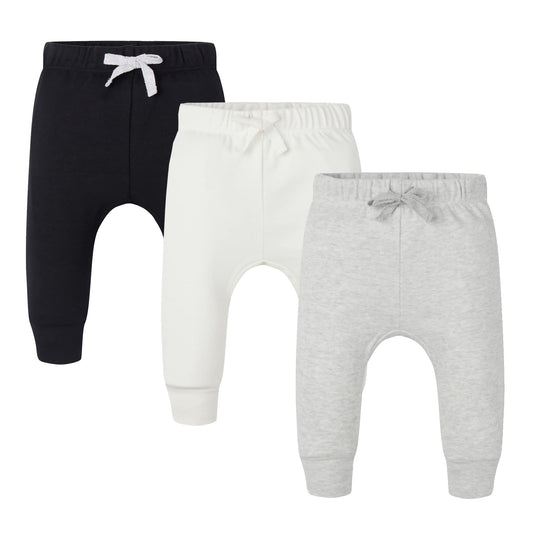 Baby 3 Pack Flexy Pants and Leggings, Infant Boys Girls Tapered Ankle Jogger Pants
