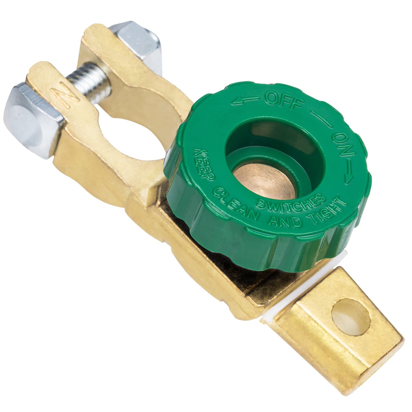 Spurtar Car Battery Disconnect Switch 12V - 24V Top Post 2Pcs, Quick Disconnect Battery Cut Off Switch for Truck RV Boat Vehicles, Green Knob