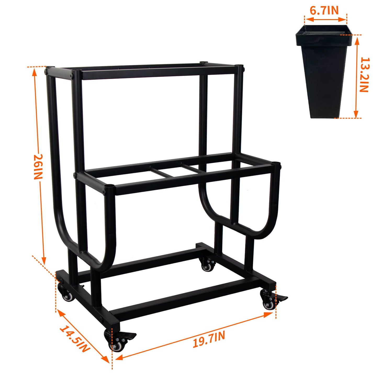 Tongmo 2-Tier Flower Display Stand with 4 Buckets - Movable Plant Cart for Heavy Duty Flower Rack - Perfect for Flower Shops, Homes, Cafés, and Offices (2-Tier with Bucket)