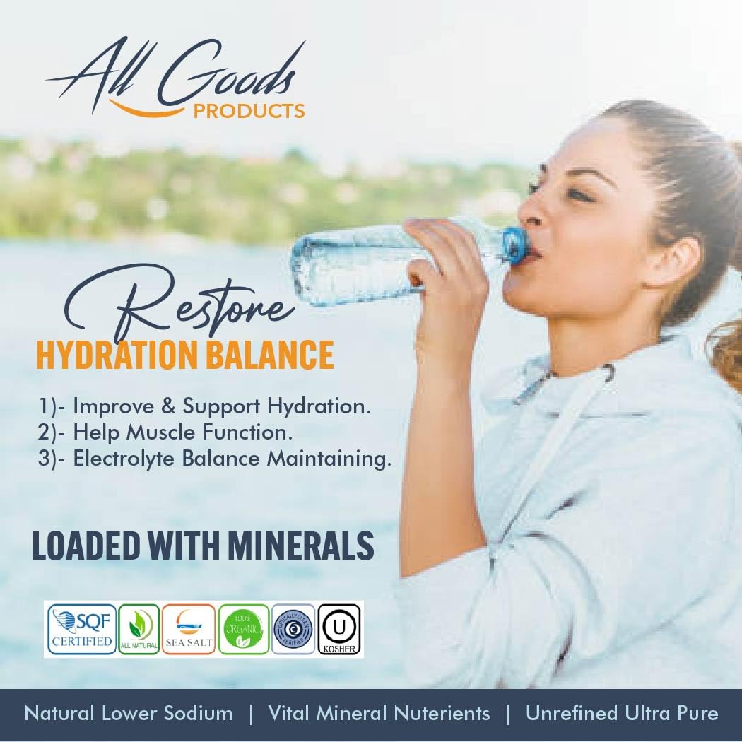 All Goods Mineral Grey Sea Salt – Coarse 12oz, 82 Minerals, French Gray Salt Hand-Harvested, Les Guérandais, Unrefined.