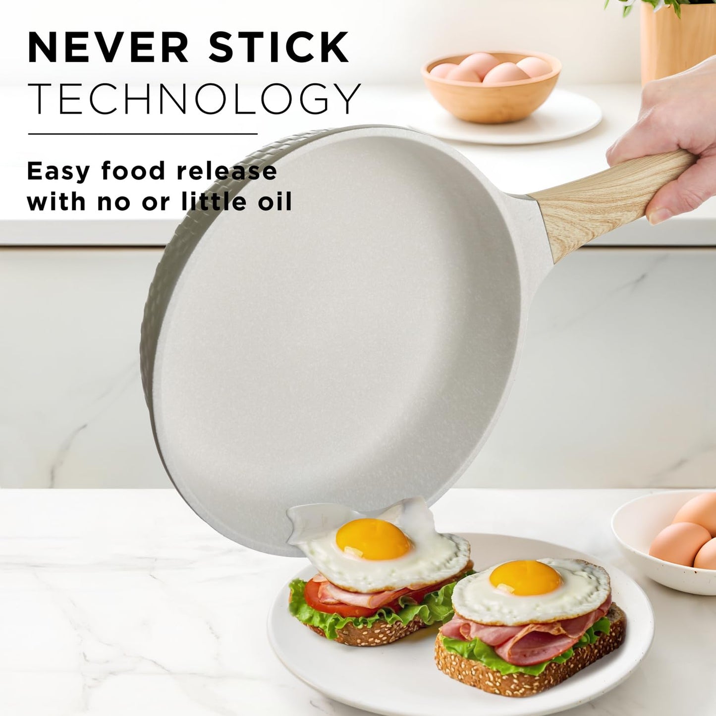 KASANOVA 10Pcs Cookware set, Die-cast Aluminum pots and pans, Nonstick frying pans and casseroles, Induction safe, PFOA-free (Green and Cream, 10 pcs)