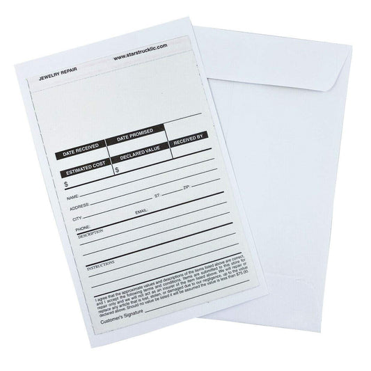 Jewelry and Watch Repair Job Triplicate 3-Part Forms on Envelope 50ct