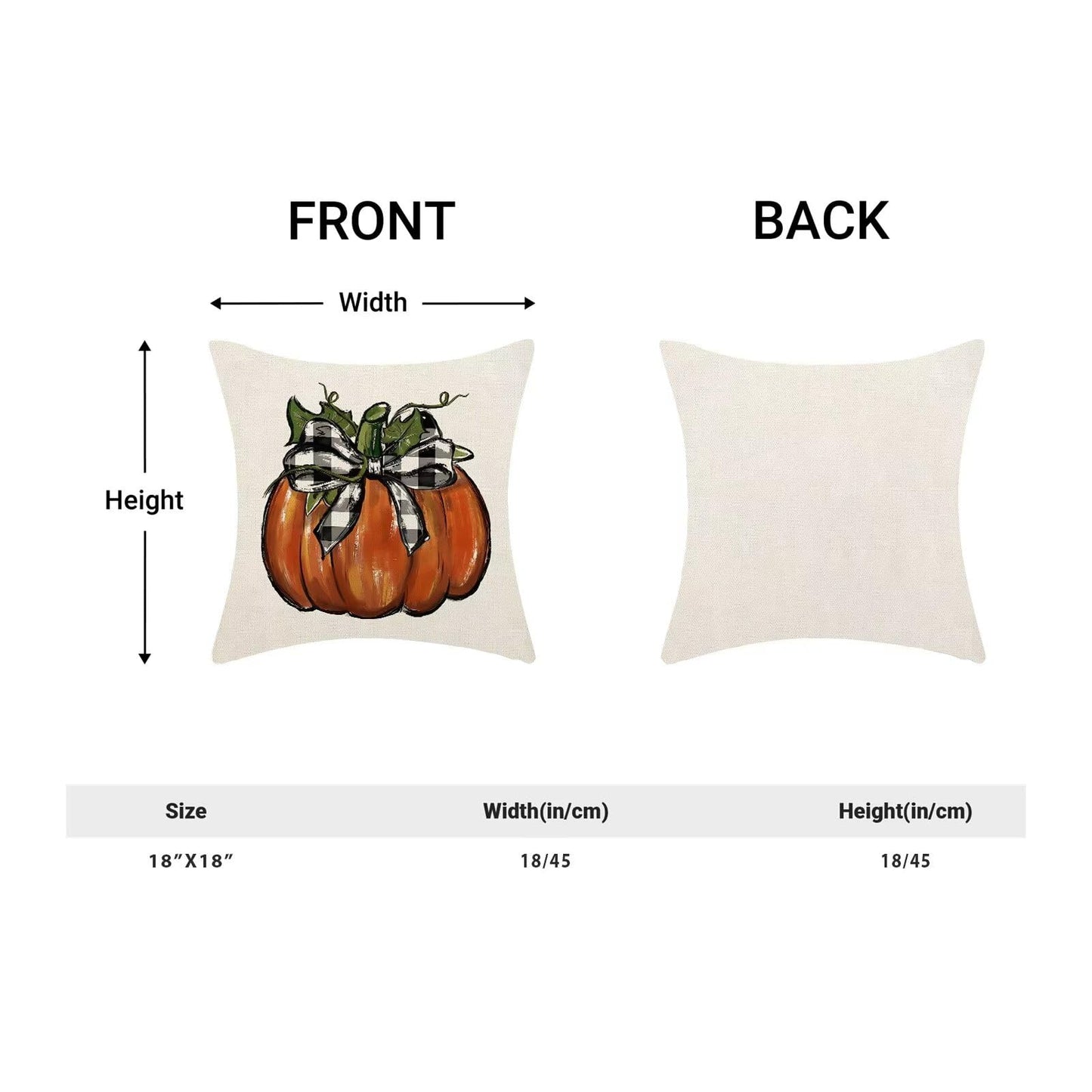 Fall Pillow Covers 18x18 Set of 2, Thanksgiving Pumpkin Decorative Autumn Flower Farmhouse Outdoor Throw Pillowcase Buffalo Plaid Pumpkin Cushion Cover for Sofa Couch Living Room Bed Decor