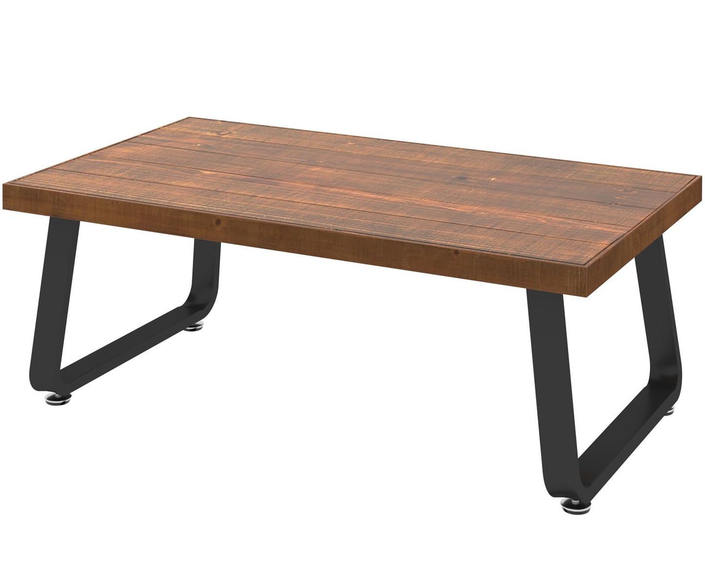 IBF Natural Wood Coffee Table, Rustic Solid Wood Center Table for Living Room, Rectangle Metal and Real Wooden Tea Table, Modern Industrial Minimalist Wooden Cocktail Tables, Rustic Brown, 47 Inch