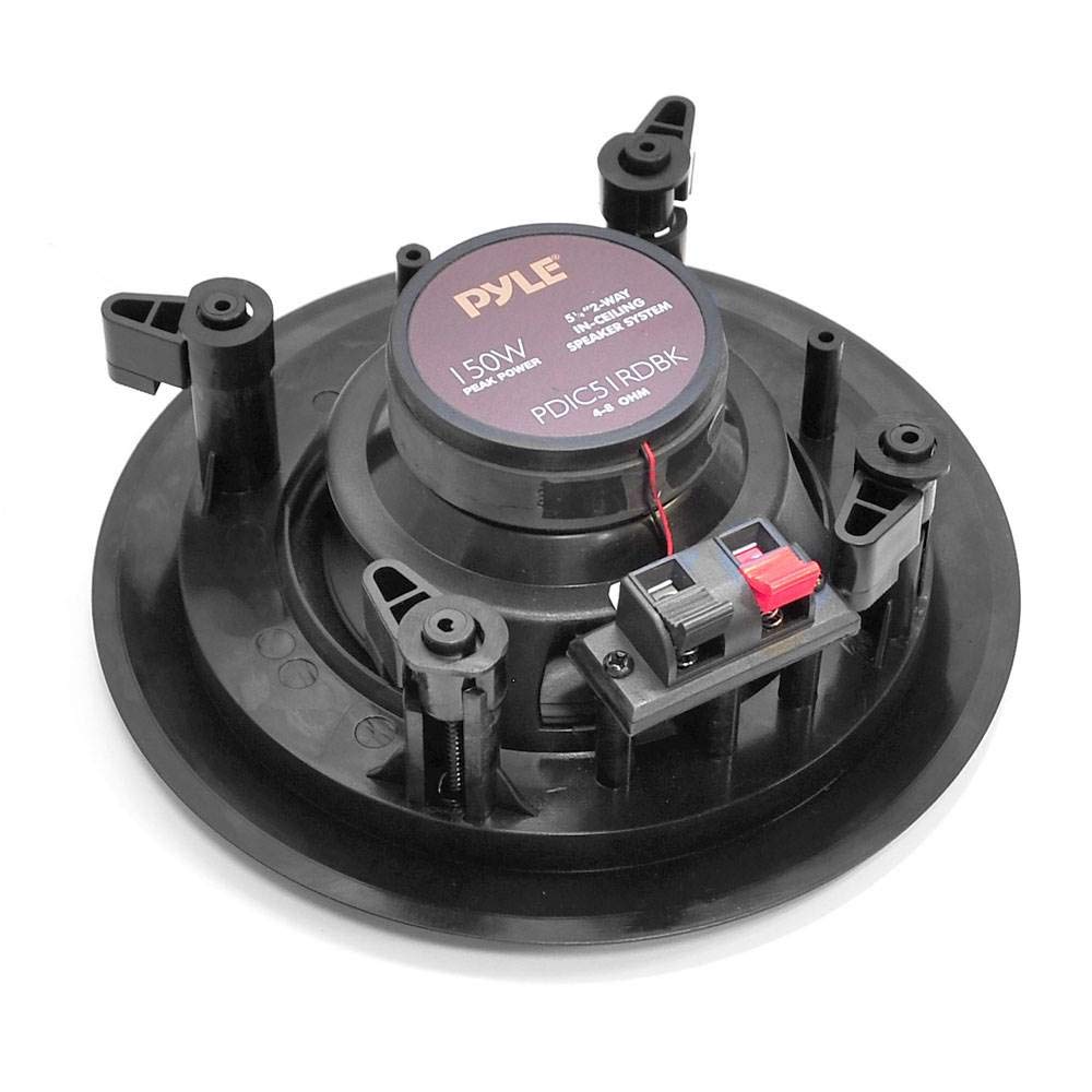 Pyle 8'' Ceiling Wall Mount Speakers-Pair of 2-Way Midbass Woofer Speaker 1/2'' Polymer Dome Tweeter Flush Design w/50Hz-20kHz Frequency Response&250 Watts Peak Easy Installation-Pyle PDIC81RDBK