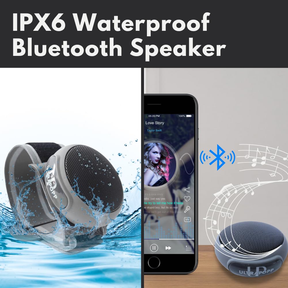 ultrapopp Wearable Bluetooth Speaker, Clip On Mini Speaker, Small Portable Speakers Built in White Noise Sound for Baby and Adult, 9.5H Playtime, IPX6 Waterproof